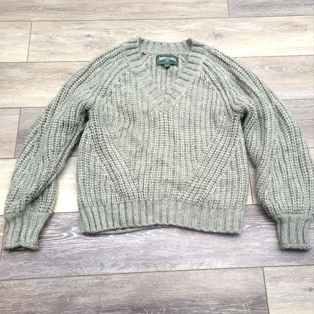 American Eagle oversized chunky knit v neck sweater xs - Picture 3 of 12